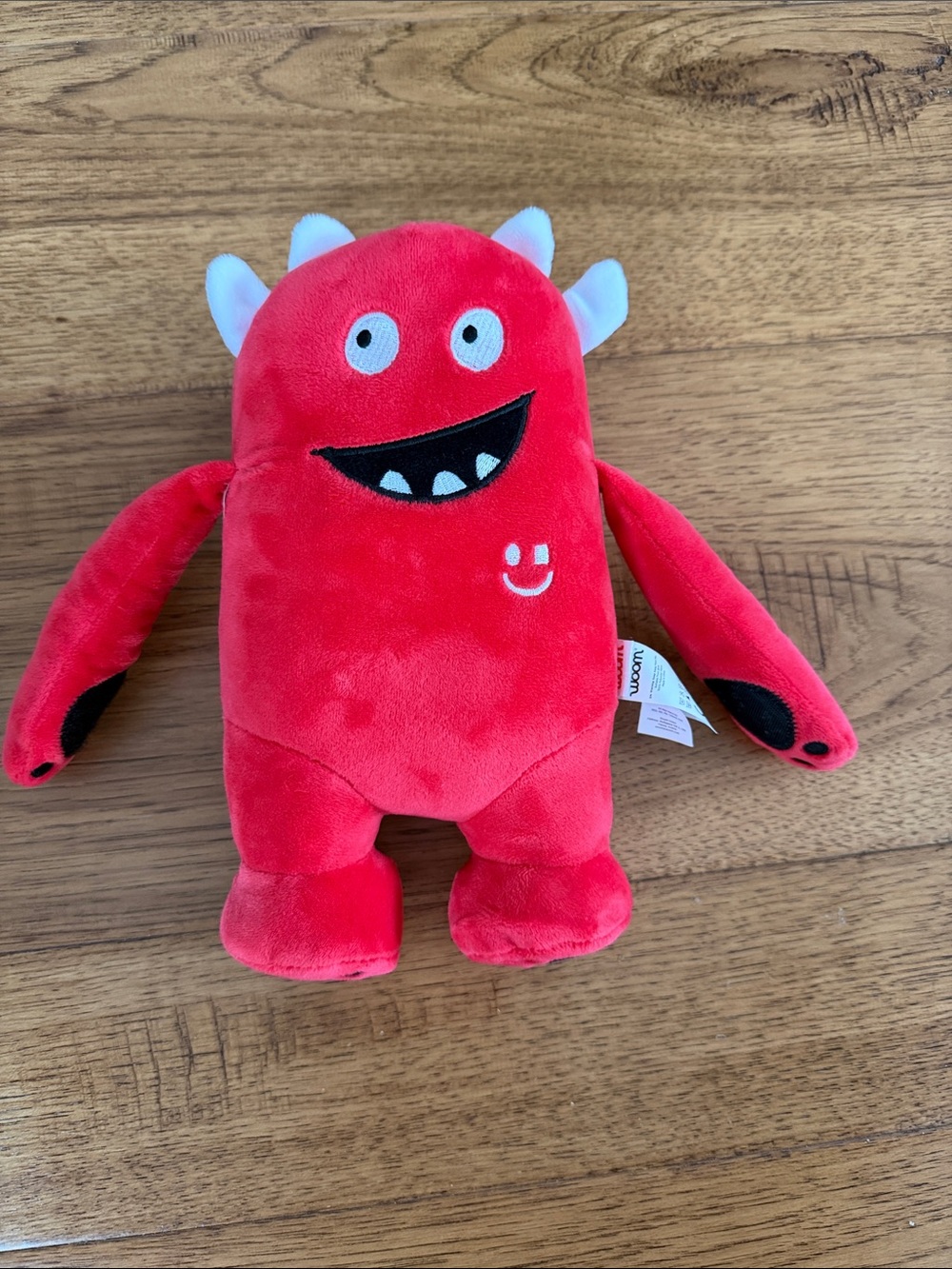 Woom Plush Red Monster Stuffed Toy - Soft Cuddly Comfort Buddy